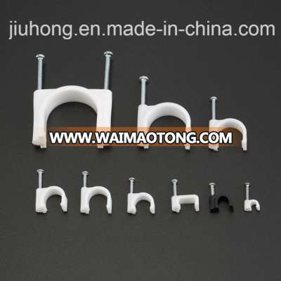 Steel Nail Round Cable Clip with White and Black Color