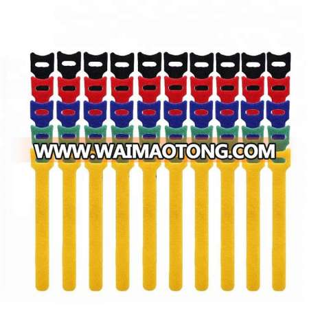 Colorful custom logo printed adjustable hook and loop cable tie